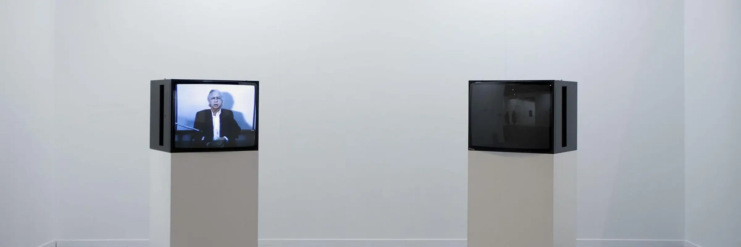 zwei TV-Geräte auf einem Sockel